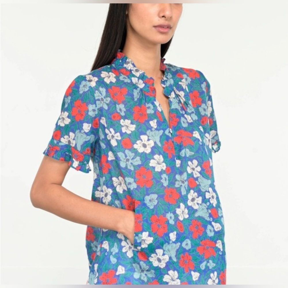 Banjanan Blue and Red‎ Floral Blouse Size Medium
